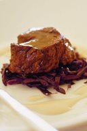 Venison Steak, Spiced Red Cabbage, Chestnut Purée