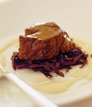 Venison Steak, Spiced Red Cabbage, Chestnut Purée