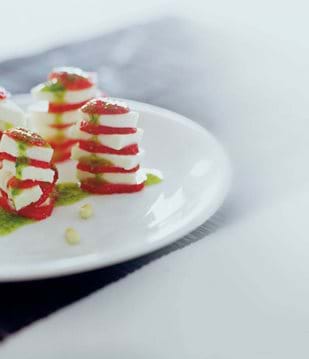 Mozzarrella With Strawberries And Basil Scented Oil