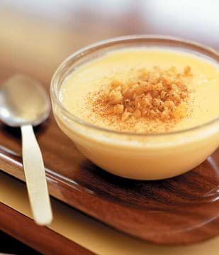 Custard With Chopped Walnuts And Cinnamon