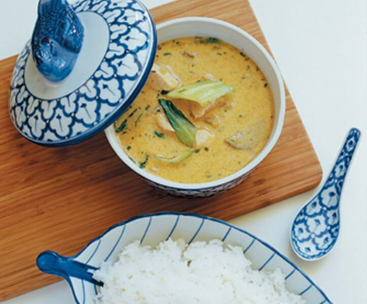 Red Thai Curry With Chicken, Bok Choi And Jasmin Rice